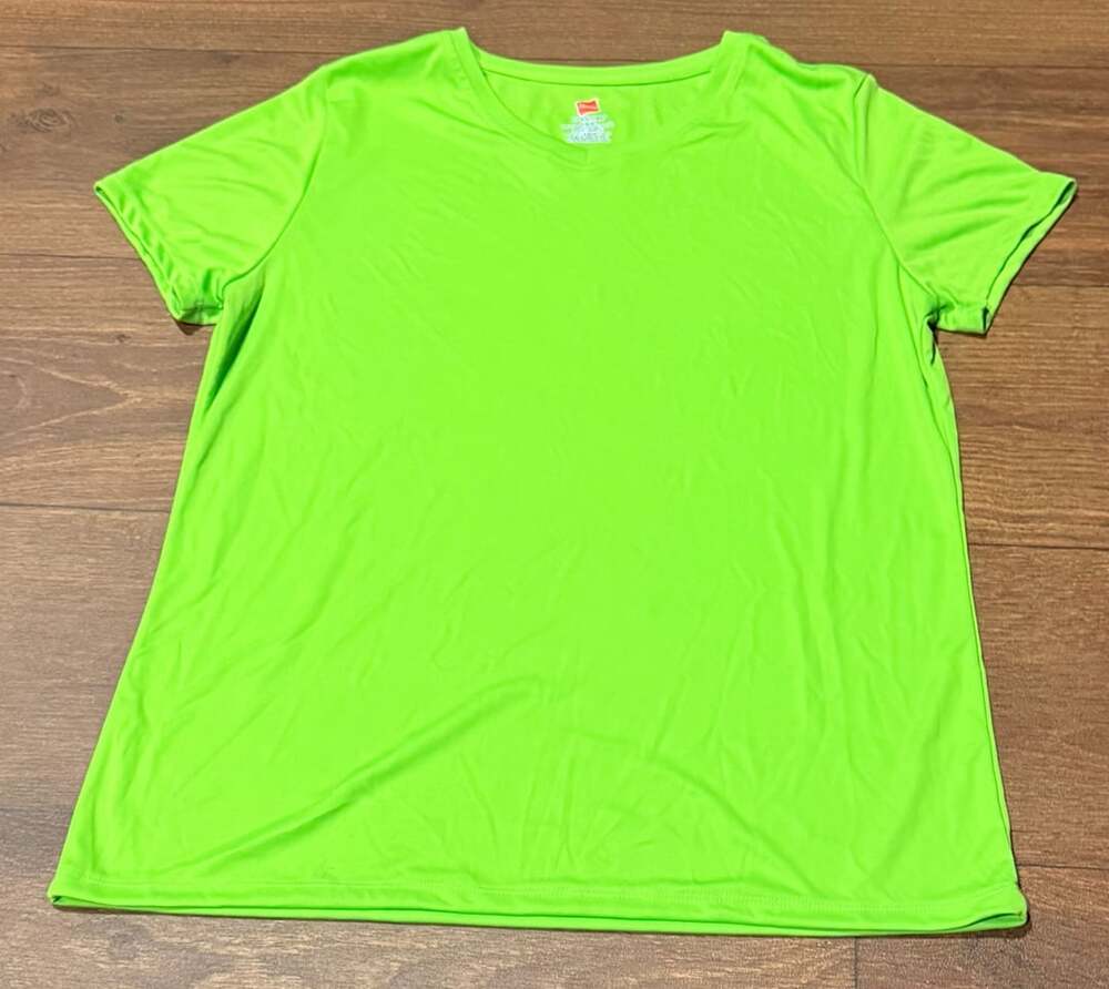 Hanes Cool Dri Performance Short Sleeve V-Neck T-Shirt Neon Green